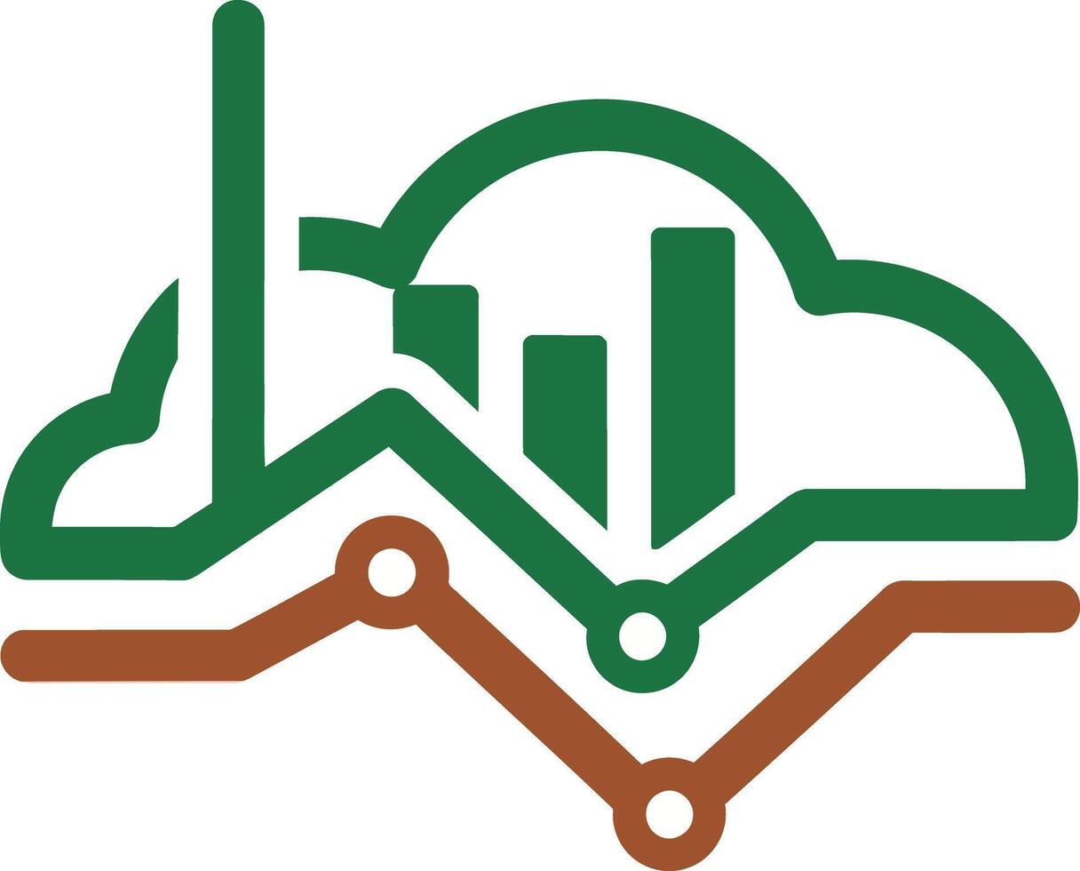 verde datos nube con cartas y circuito líneas representando digital transformación en línea vector