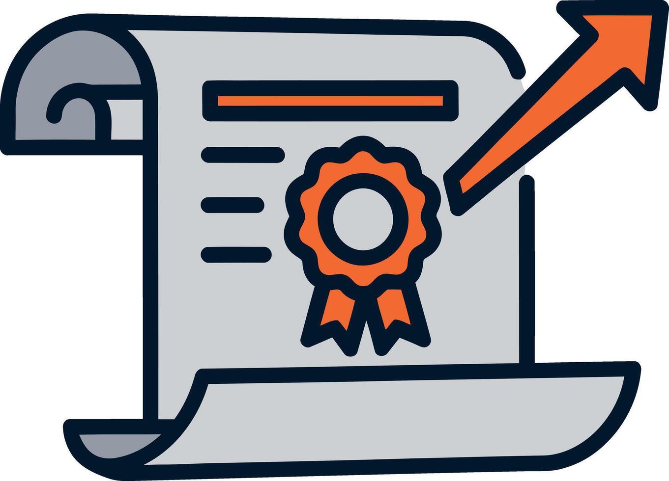 Successful certificate with an arrow pointing up symbolizing growth and achievement vector