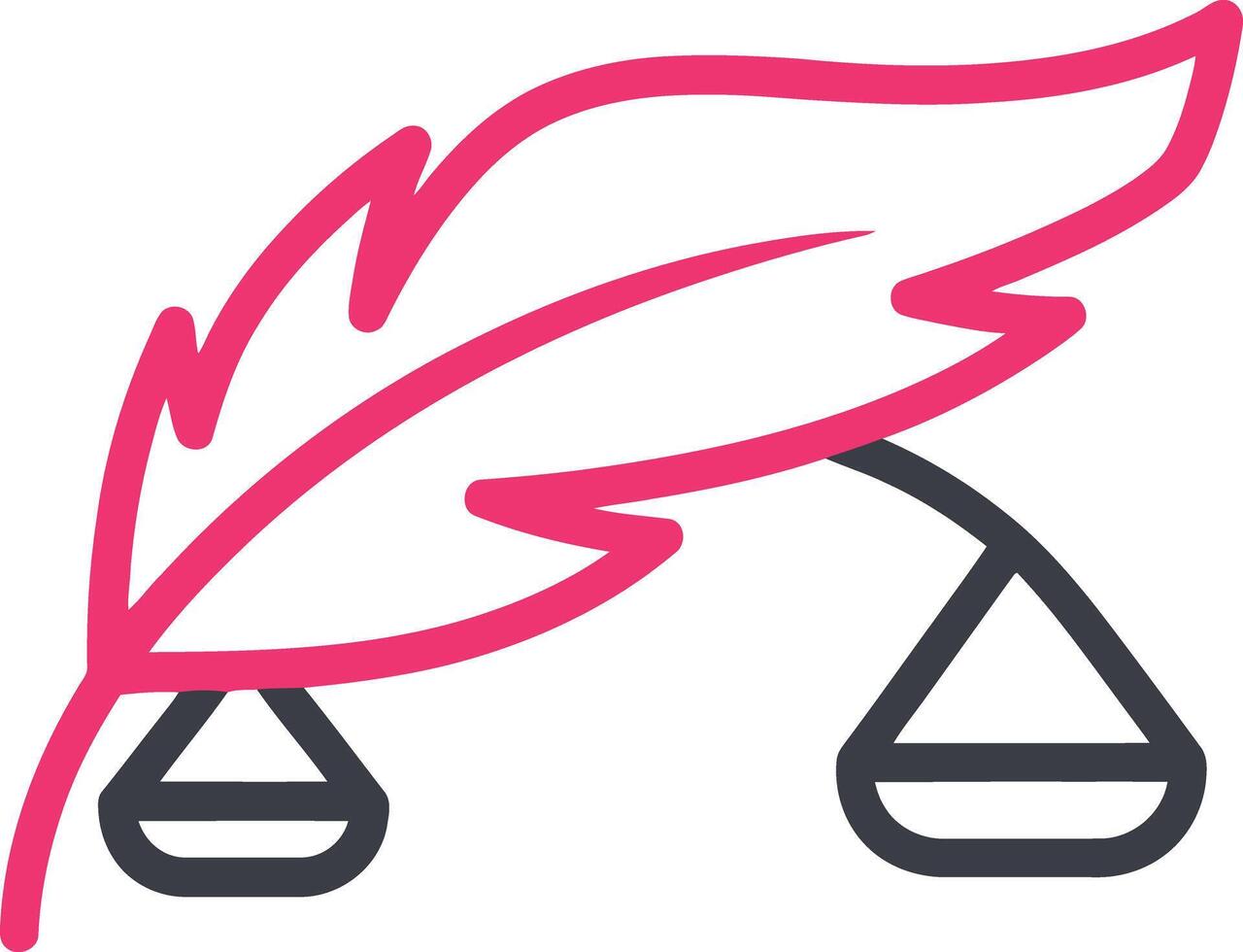 Feather and scales symbolizing justice and law in a minimalist modern and balanced design vector