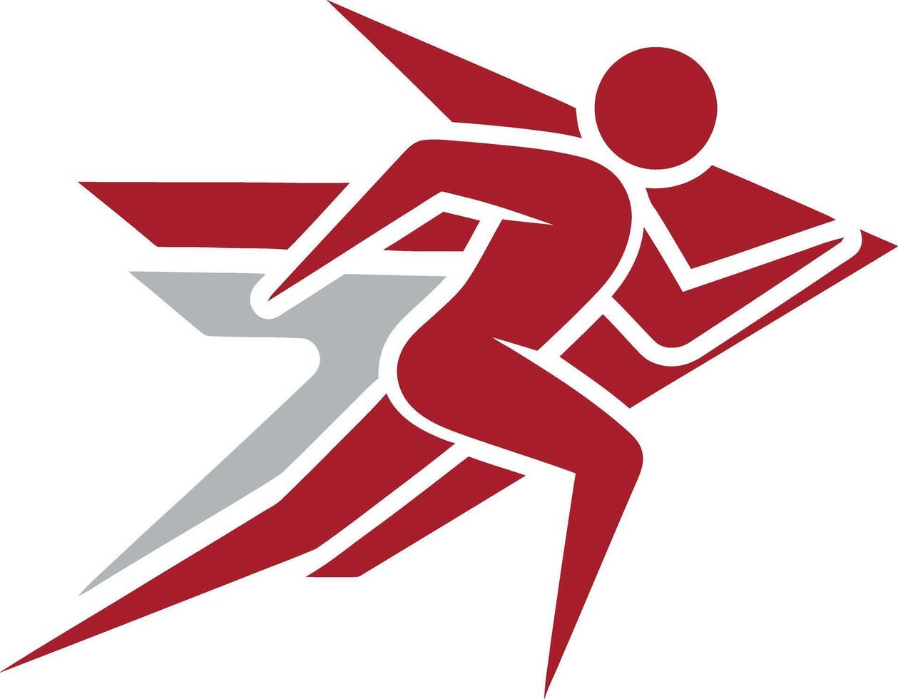 Dynamic runner figure sprinting forward with speed lines conveying motion and achievement vector