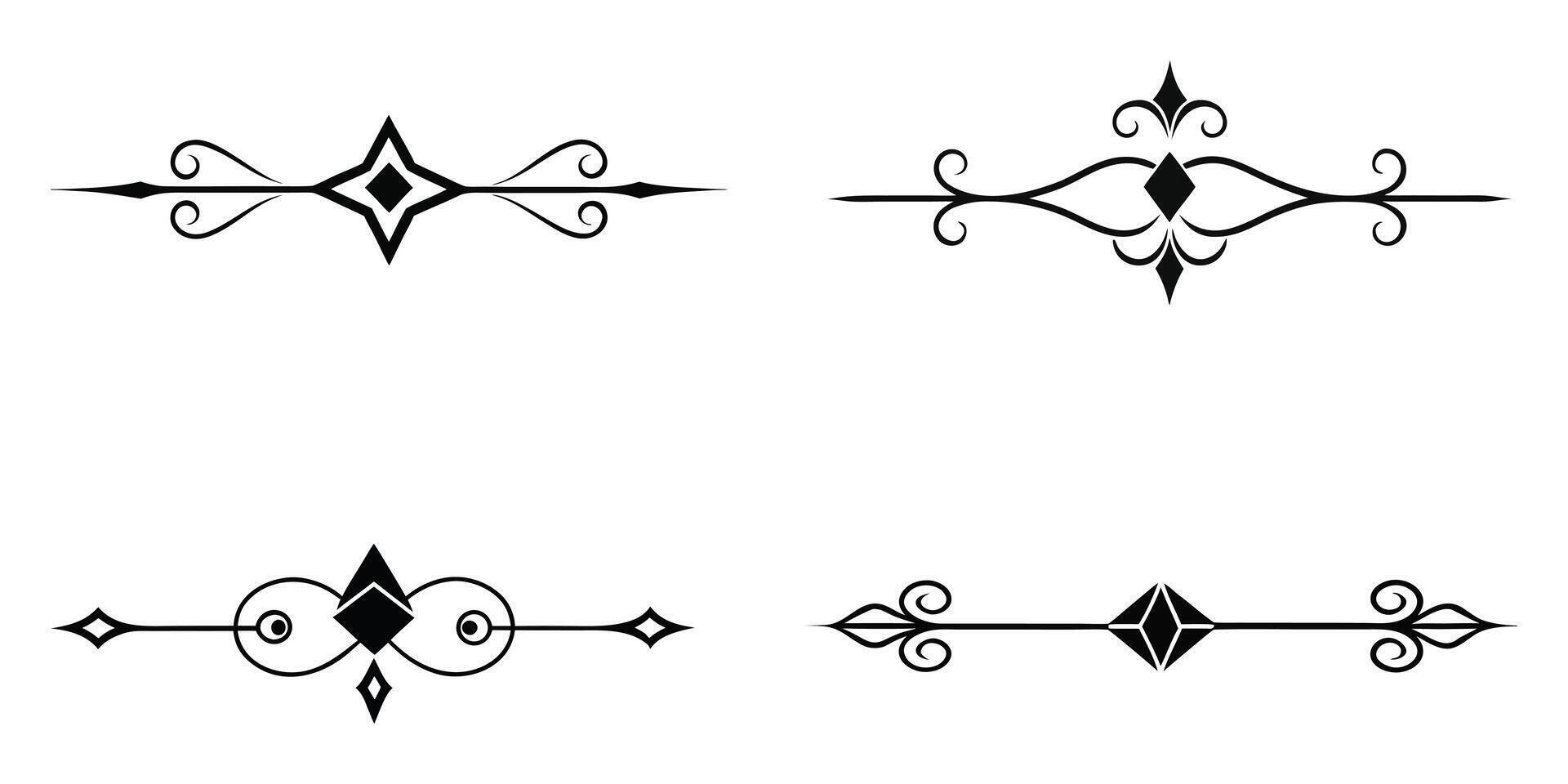 Elegant vintage dividers and separators for design projects in black and white simple design style vector