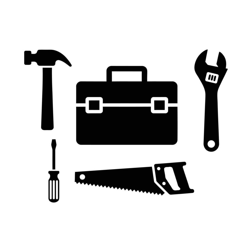 Tools in a toolbox graphic vector