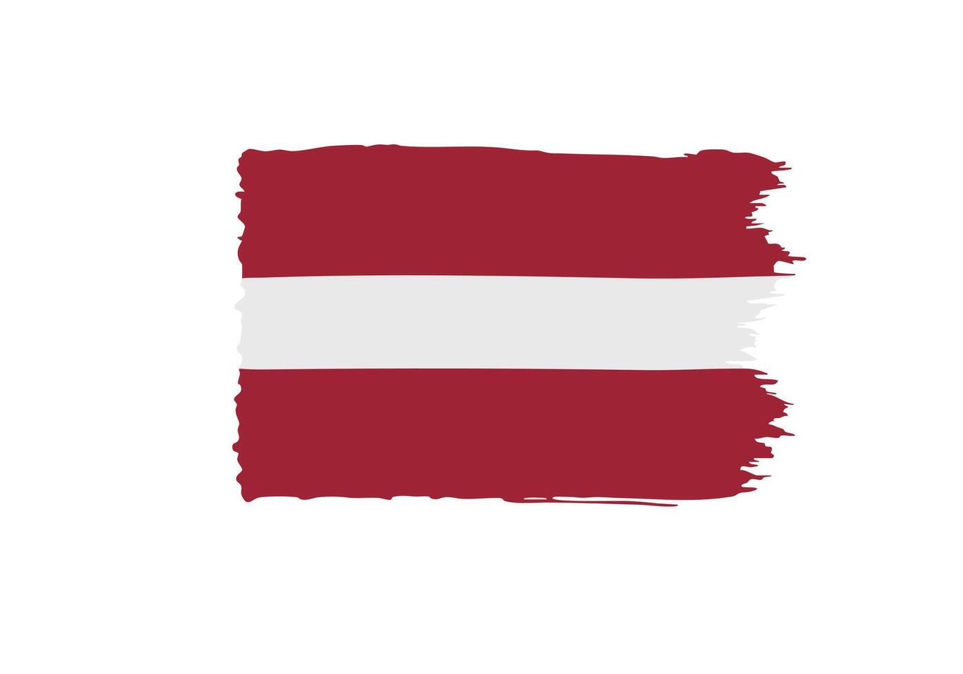 Dynamic Latvian flag rendered with bold, textured brushstrokes on a clean white background, evoking national pride and artistic expression. vector