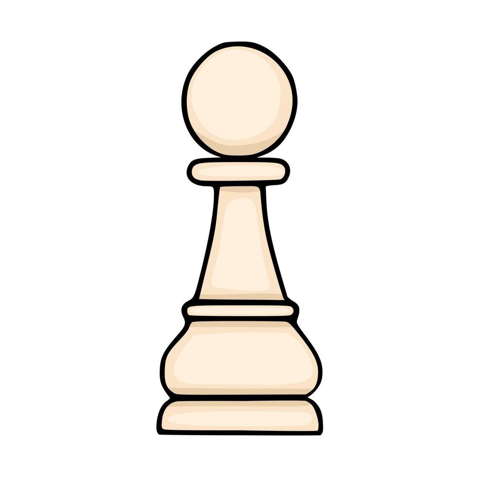 A clean, simple illustration of a single white chess pawn with a black outline and subtle shading. vector