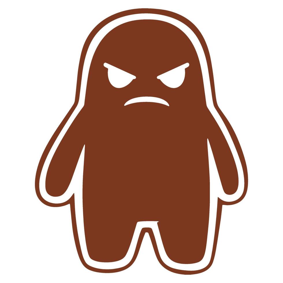 Simple illustration of an angry gingerbread character, a playful yet expressive icon with a grumpy and frustrated mood, perfect for conveying strong negative emotions vector