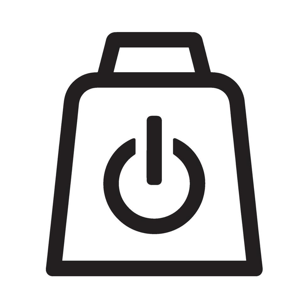Stylized shopping bag icon with a power button representing energy-efficient shopping and sustainable consumption in a minimalist design conveying a modern and eco-friendly concept vector