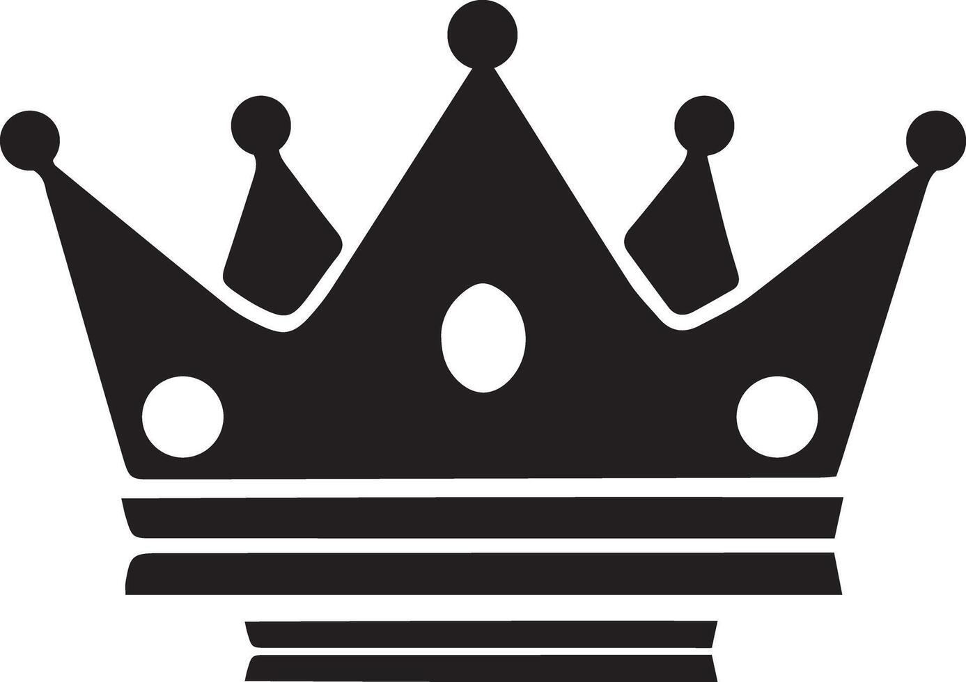 Isolated black crown displays triangular spikes and spherical details against a transparent backdrop vector