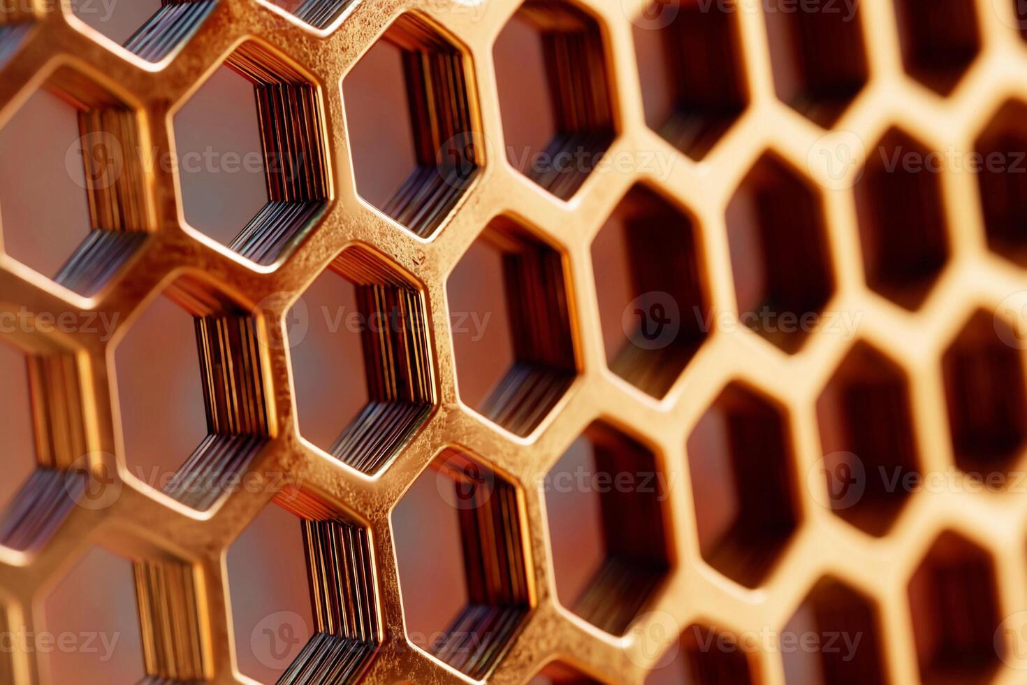 Close up view of honeycomb structure highlighting hexagonal patterns and texture photo