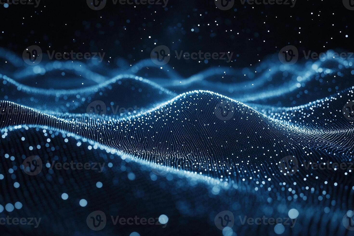 Digital waves of light create a mesmerizing visual display in dark space photo