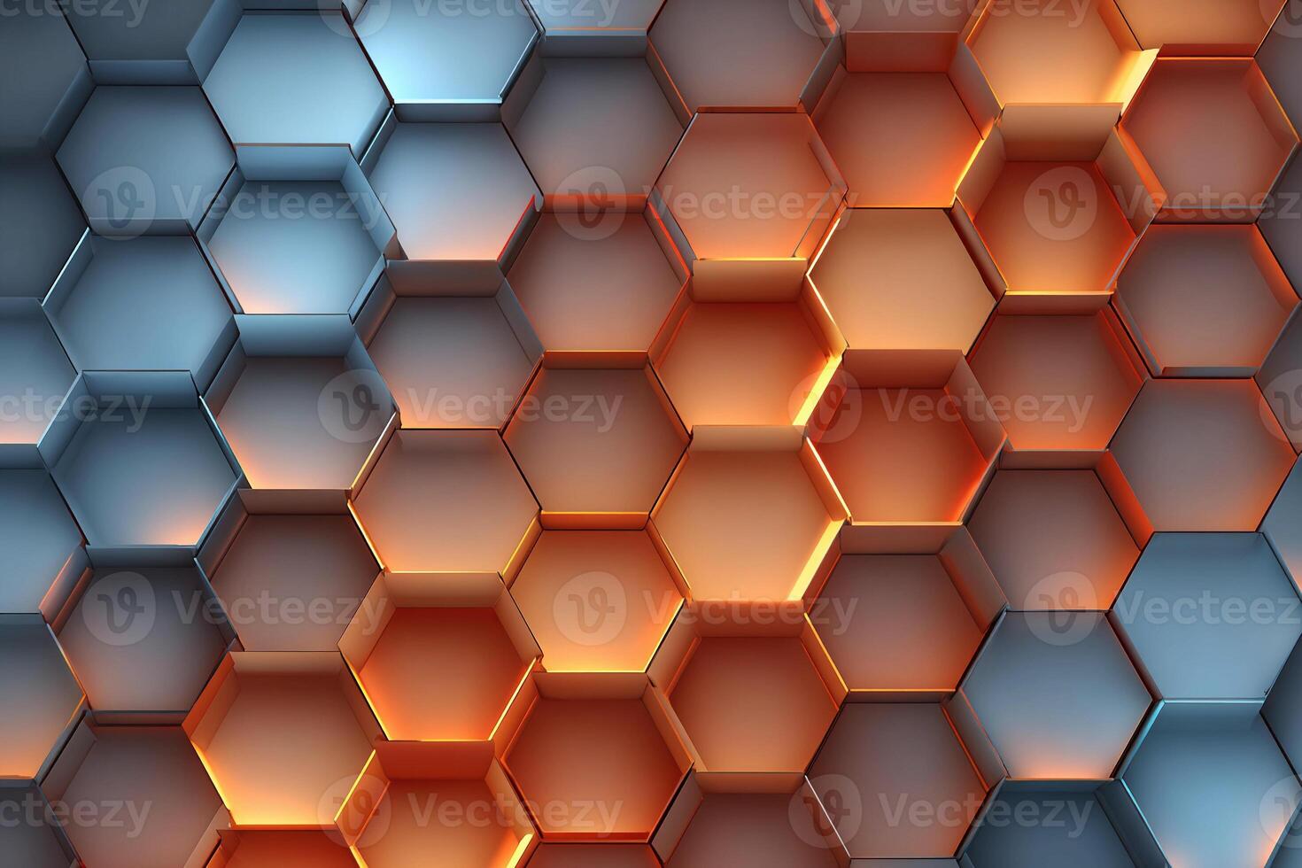 Hexagonal honeycomb pattern with soft gradient in warm and cool tones photo