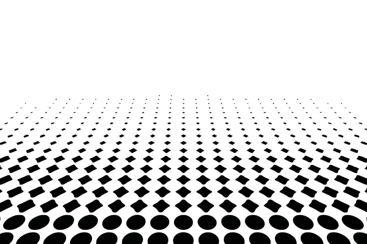 Black and white abstract pattern of dots and rounded squares receding into distance circles vector