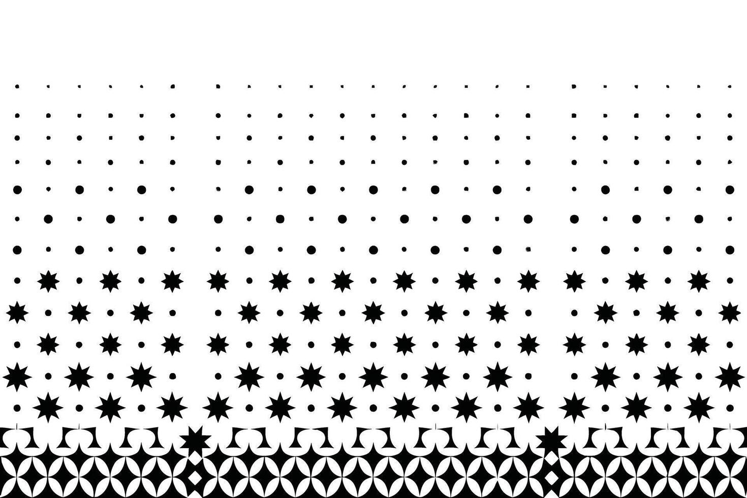 Black and white geometric pattern with dots stars and circular shapes abstract background vector