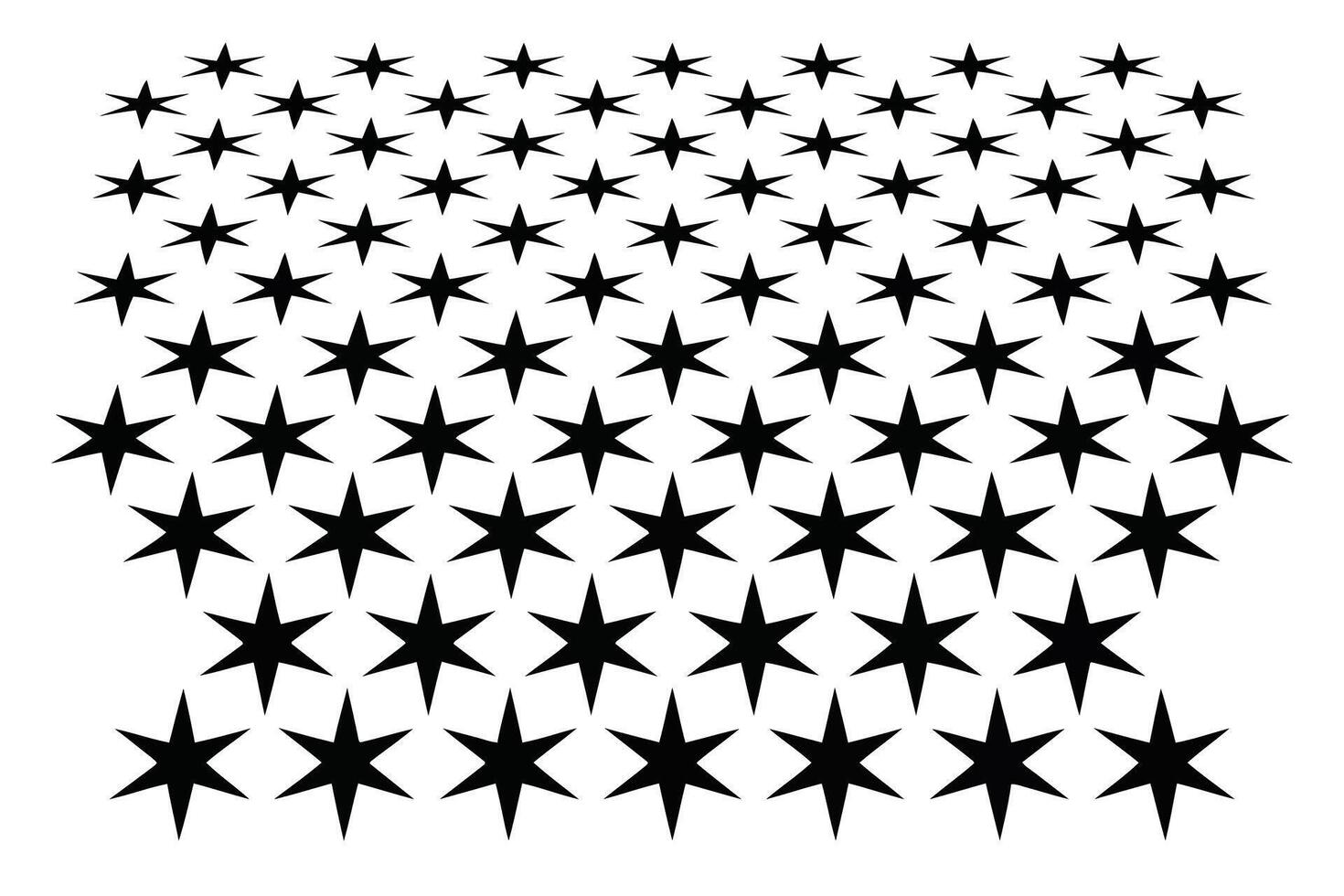 Black eight pointed stars arranged in a dense pattern on a white background vector