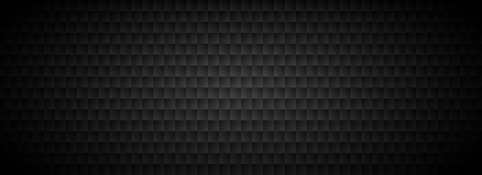 Black tech geometric background. Abstract square tile pattern texture. Dark volume cube cover backdrop. Futuristic block grid decoration design wallpaper. Illustration concept vector