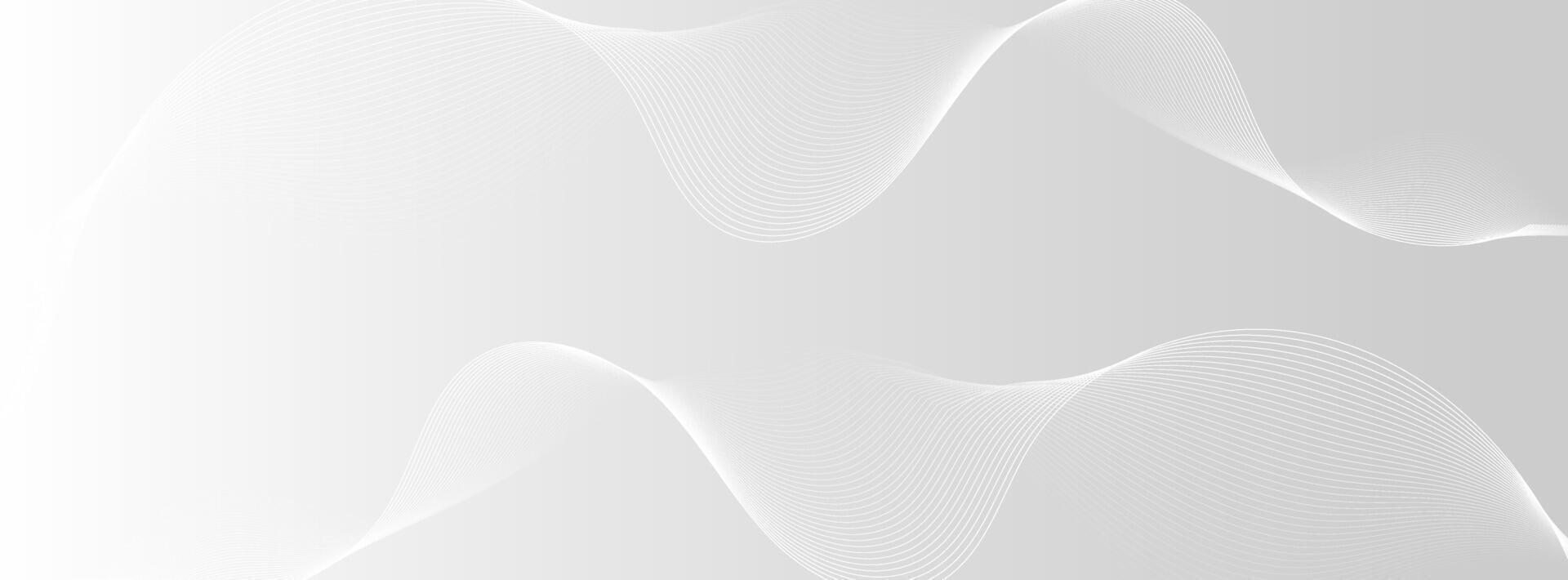 Abstract white grey background with soft flowing wave lines. vector