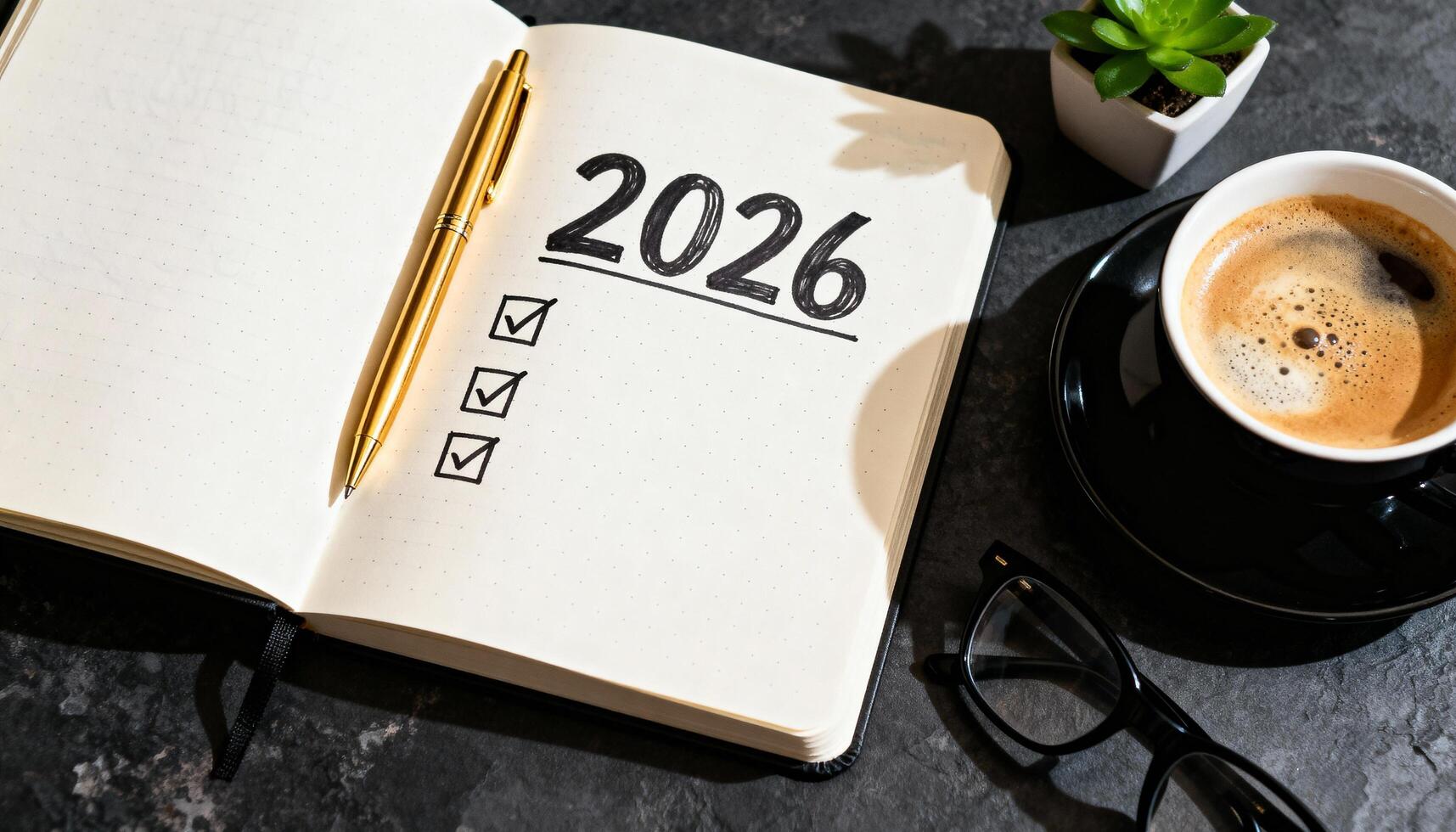 2026 goals checklist in open notebook photo