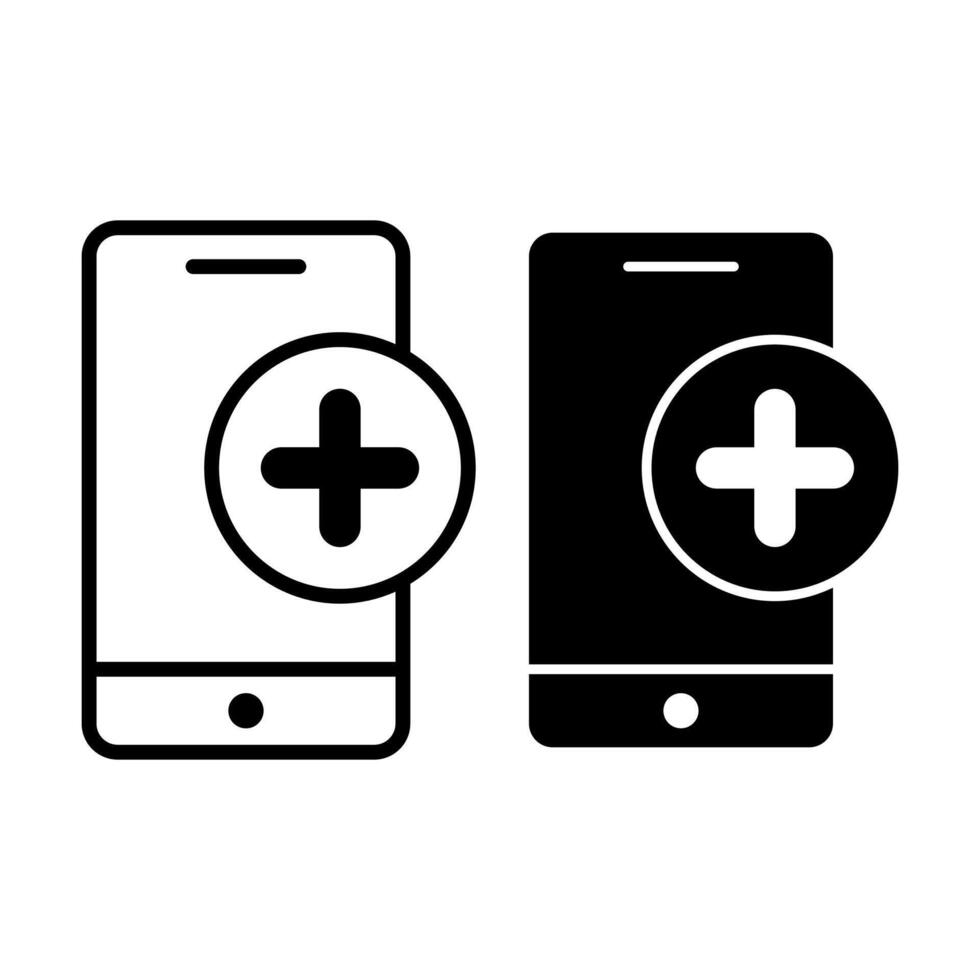 Smartphone Add Black Icon Bundle for Mobile Interface and Digital App Features vector