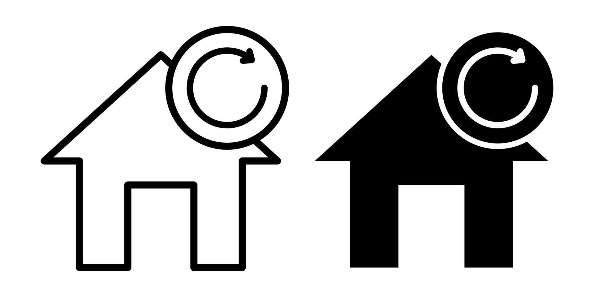 Home Refresh Black Icon Bundle for Update Actions and System Reset Designs vector