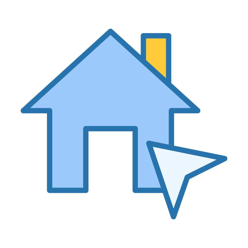 Home Cursor Click Flat Colored Icon for User Interaction and Housing Navigation vector