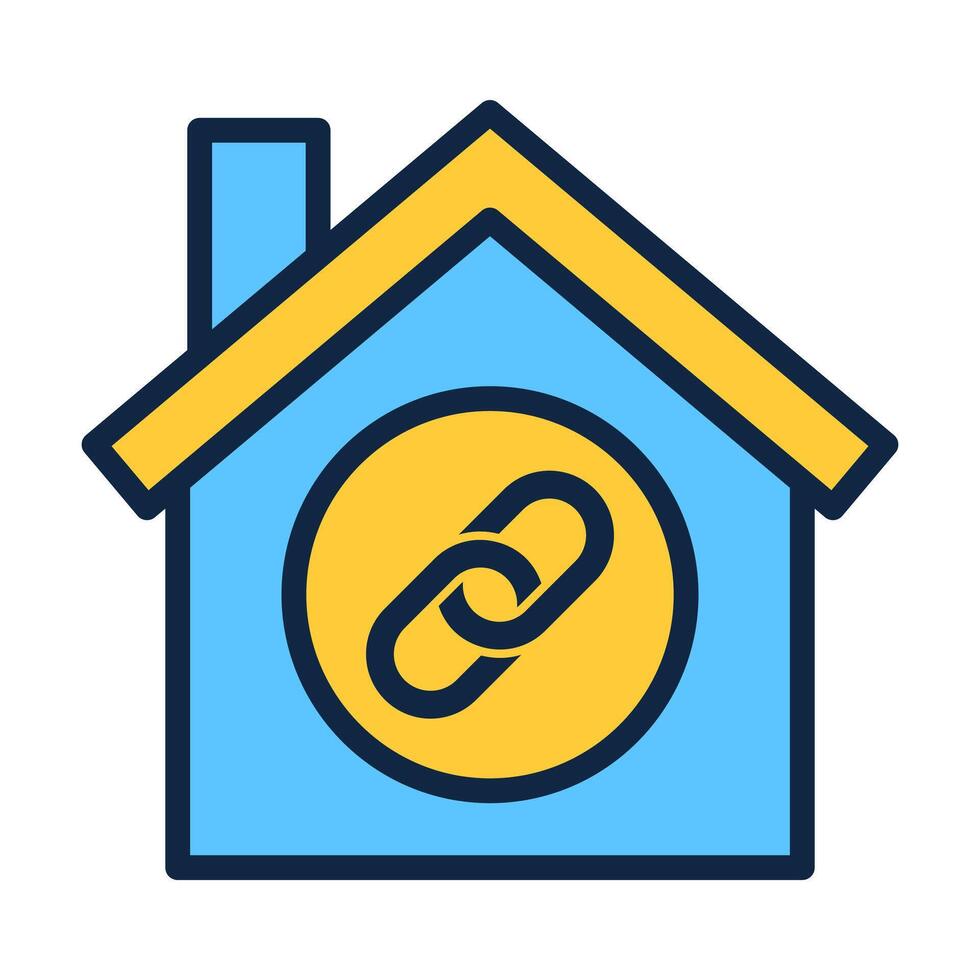 Home Link Flat Colored Icon for Property Connection and Online Access vector