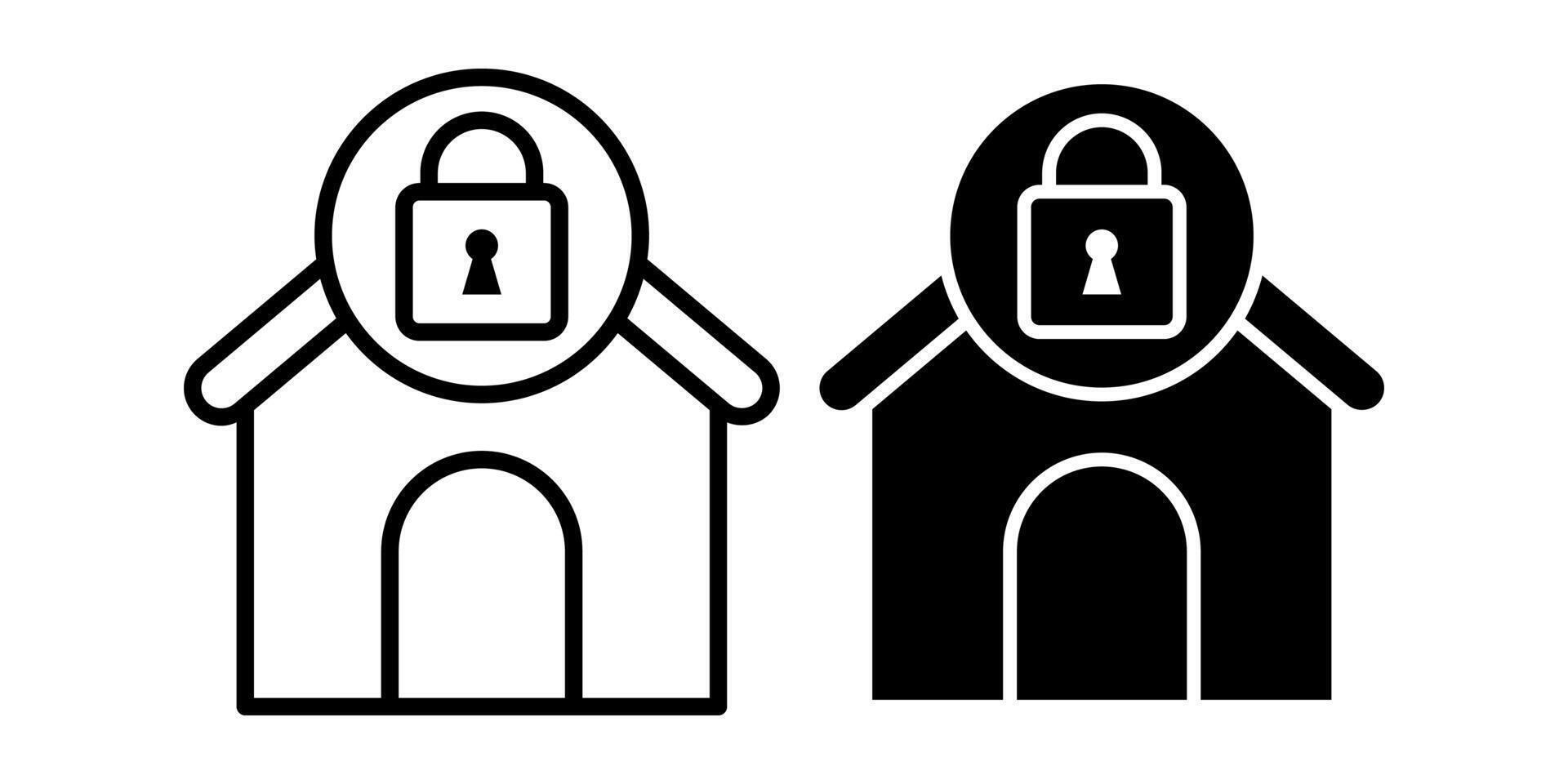 Home Secure Black Icon Bundle for Protection Access and Safety Interface Projects vector