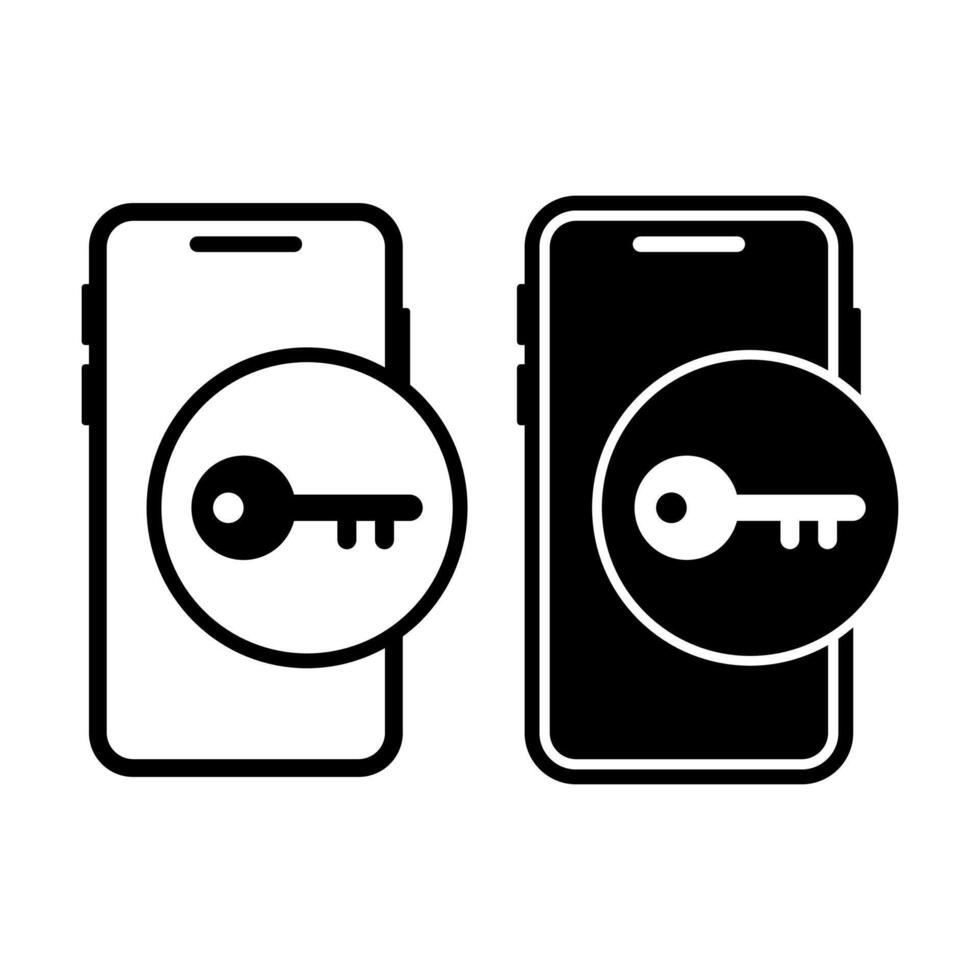 Smartphone Key Black Icon Bundle for Security and Access Control vector
