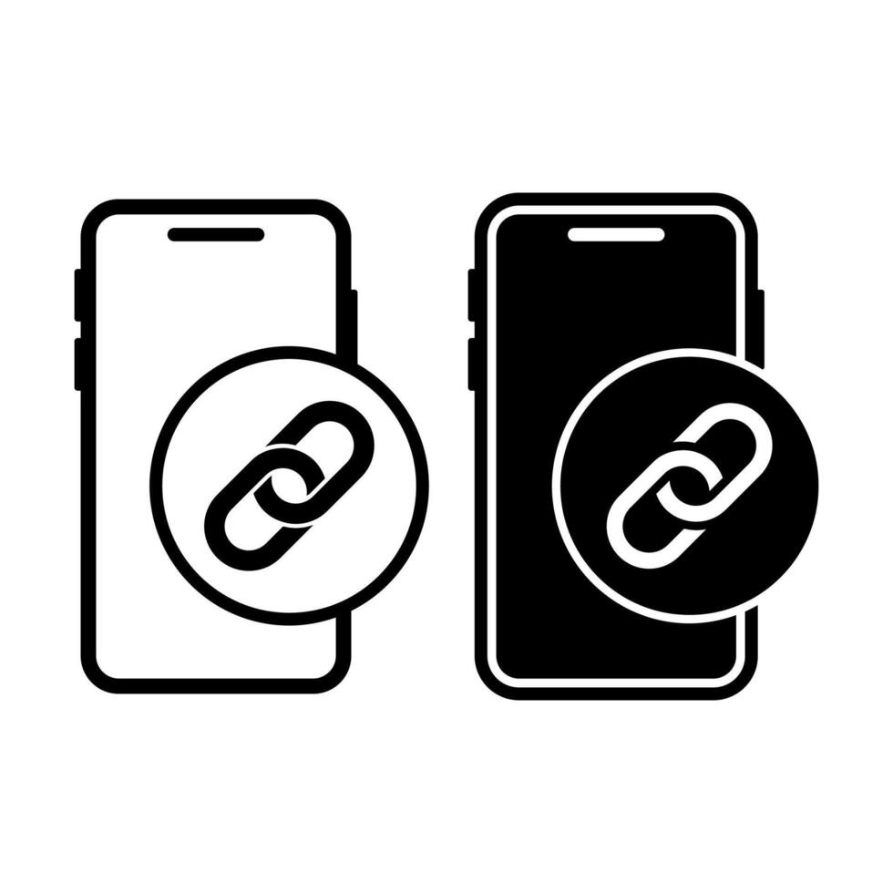 Smartphone Link Black Icon Bundle for Mobile Connection and Digital Access vector