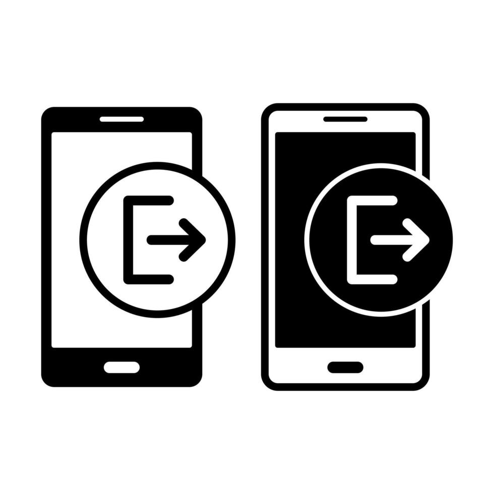 Smartphone Logout Black Icon Bundle for Exit and Sign Out Features vector