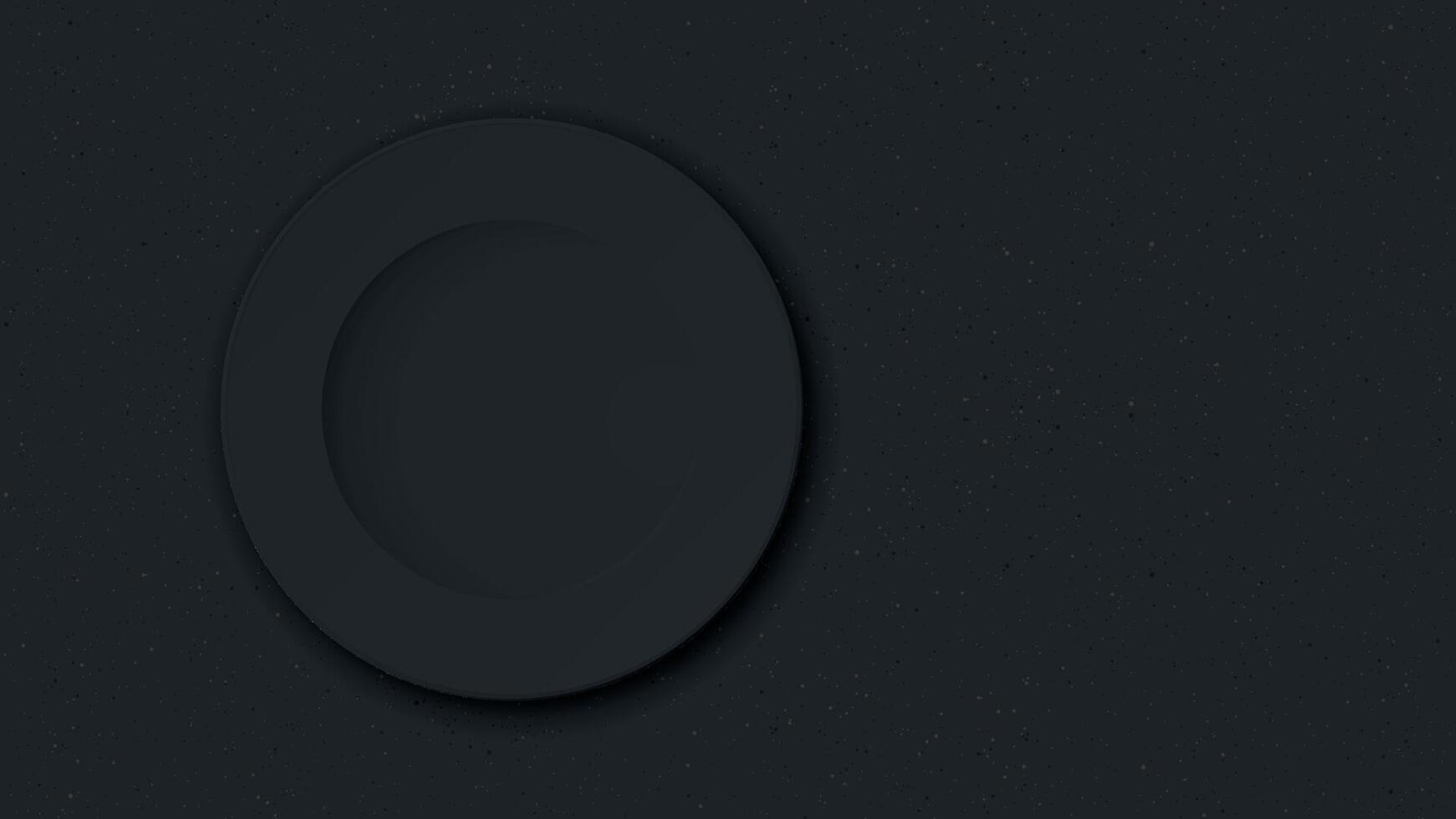 Top view of empty black dish placed on cement texture background vector