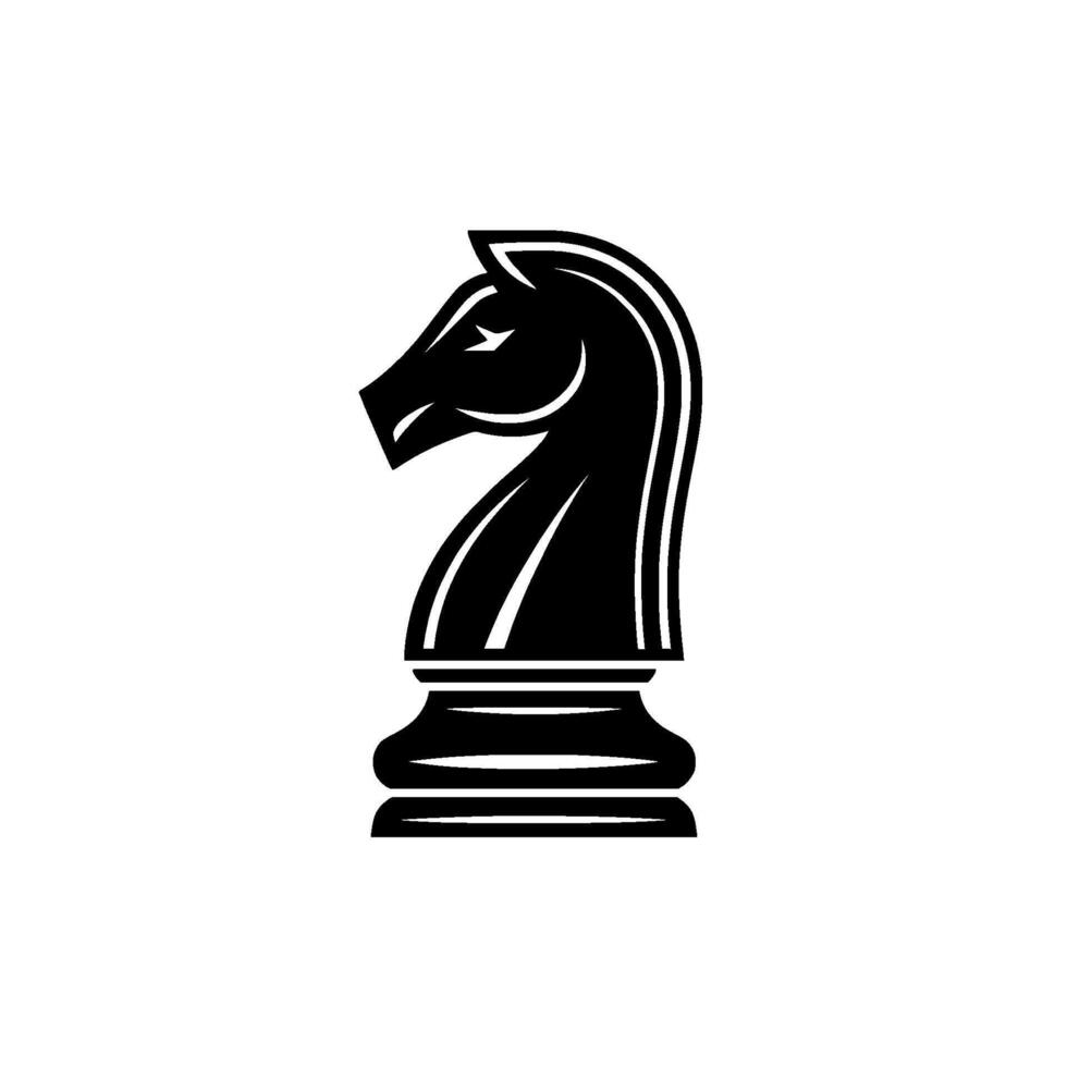 A striking silhouette of a stylized chess knight piece with clean lines and sharp angles vector