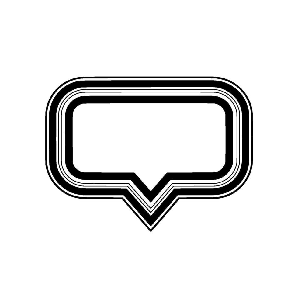un minimalista de un redondeado rectangular habla burbuja con múltiple concéntrico contornos y un puntiagudo cola aislado vector