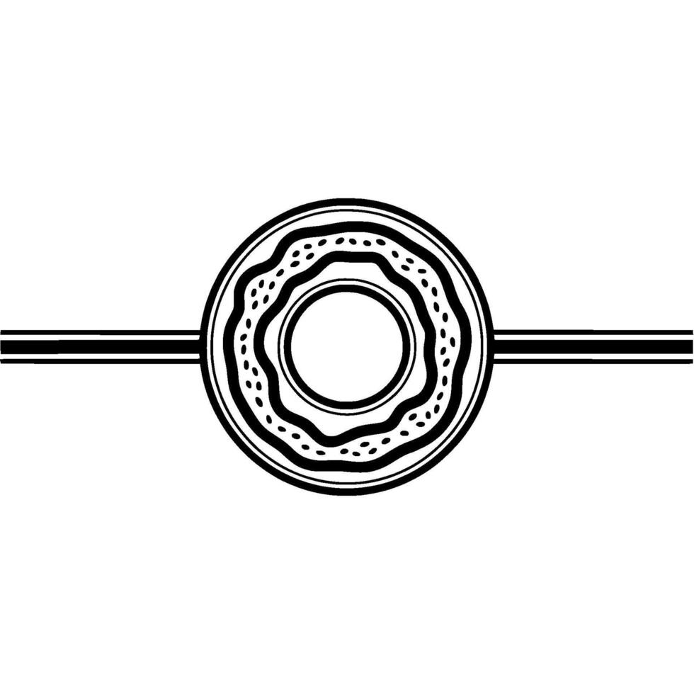 A minimalist illustration of a outlined ring doughnut with simple dots and wavy lines vector