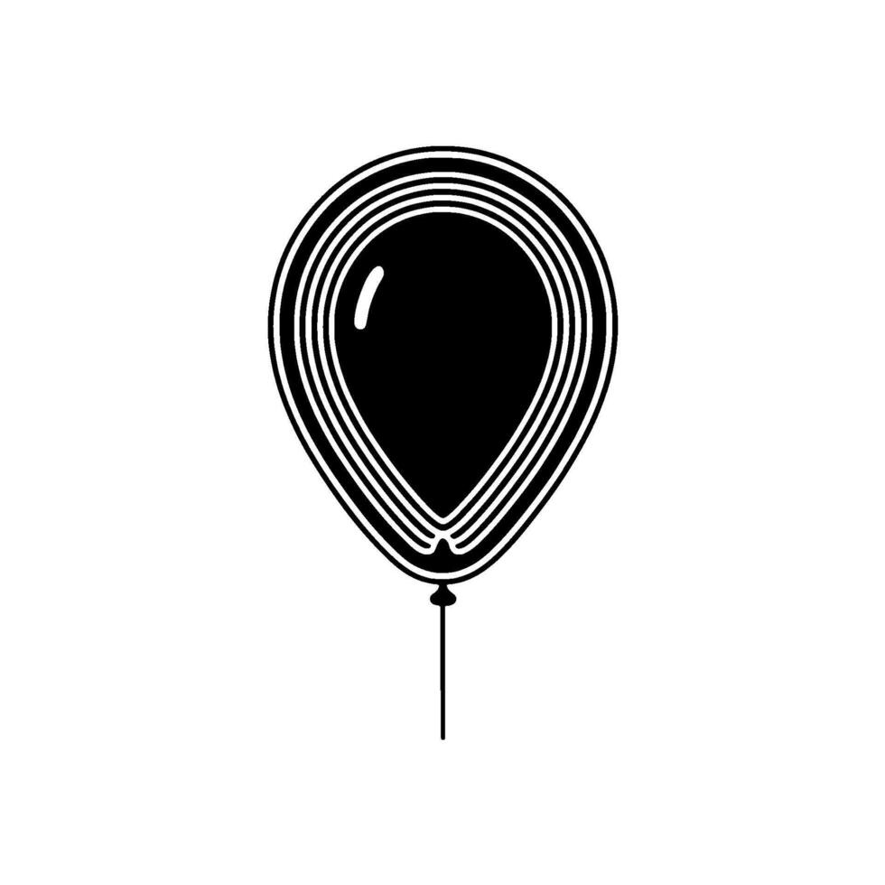 A stylized illustration of a single balloon with concentric silver line accents and a thin string isolated vector