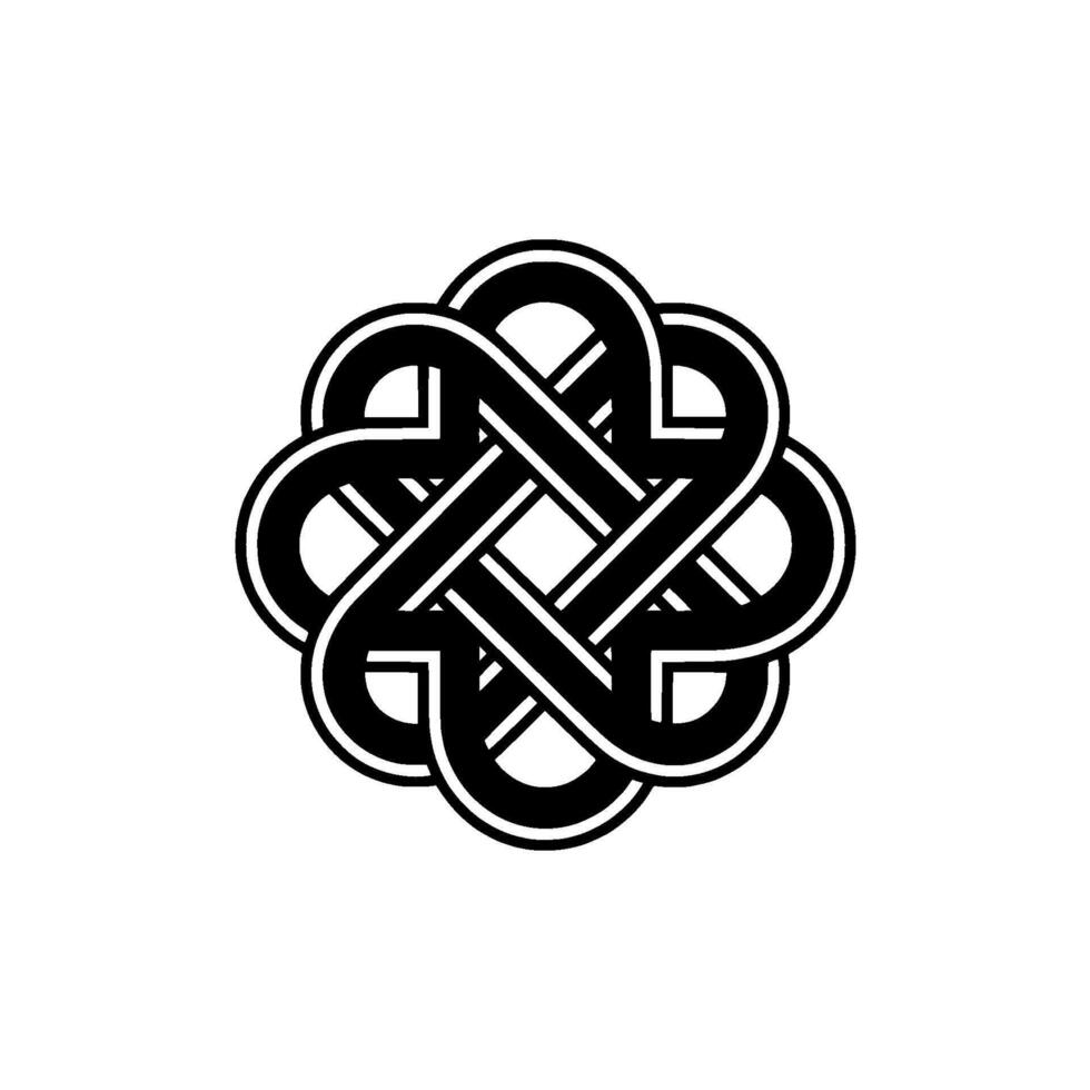 A symmetrical Celtic knot symbol with overlapping loops and a repeating geometric pattern vector