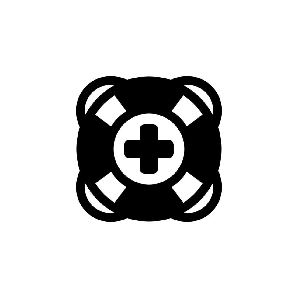 Outline Simple Lifesaver with Cross Inside Icon Design Element vector