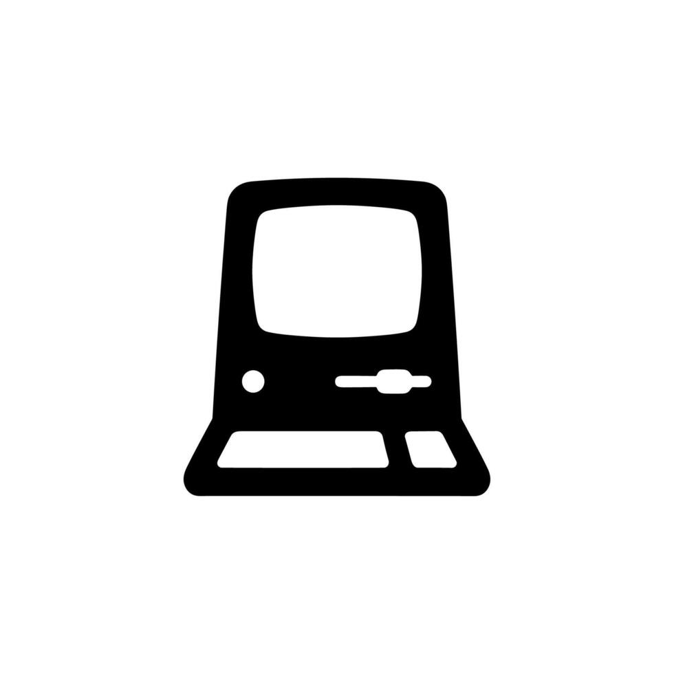 Silhouette Simple Design Classic Computer Desktop Icon with Keyboard Element vector