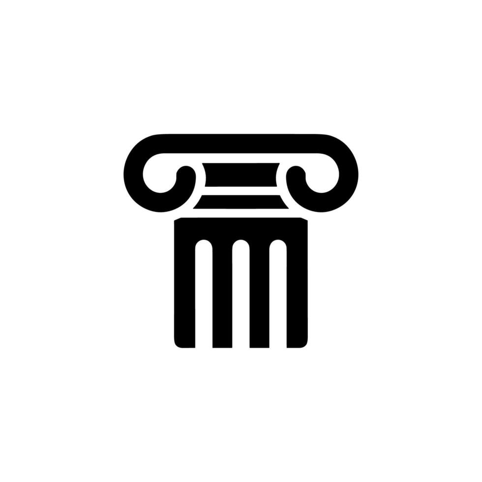 Minimalist Black Silhouette Ionic Column Ancient Building Architecture Illustration vector