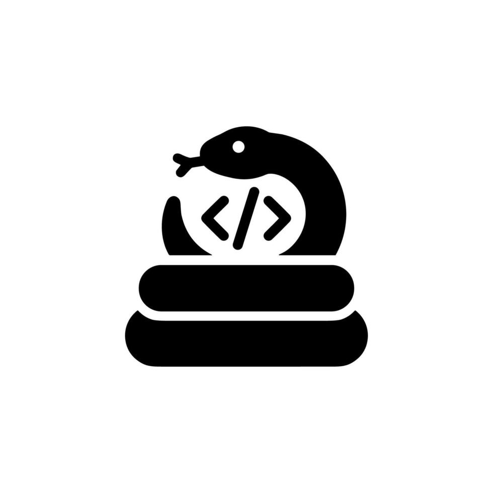 Minimalist Silhouette Serpent Code Snake Programming Language Computer Symbol Icon vector
