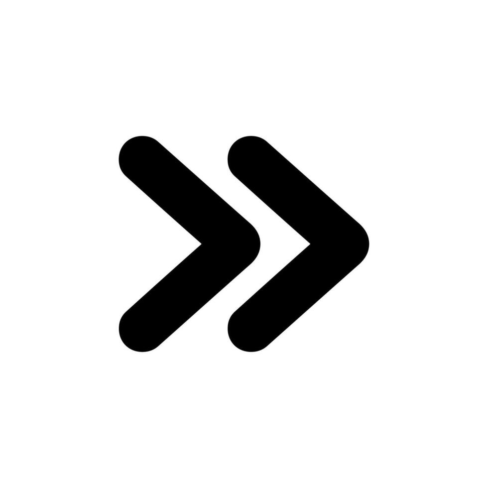Simple Black Line Double Arrow Icon Indicate Forward Direction Navigation vector