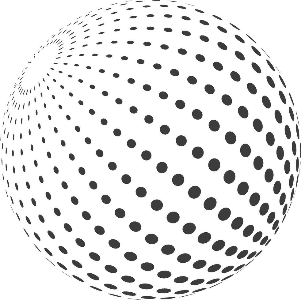 Dotted sphere abstract design element with spiral pattern vector