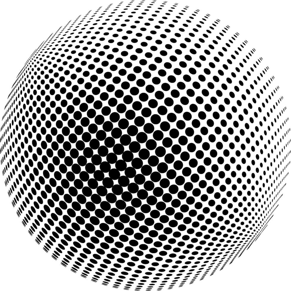 Halftone dot pattern creating spherical illusion vector