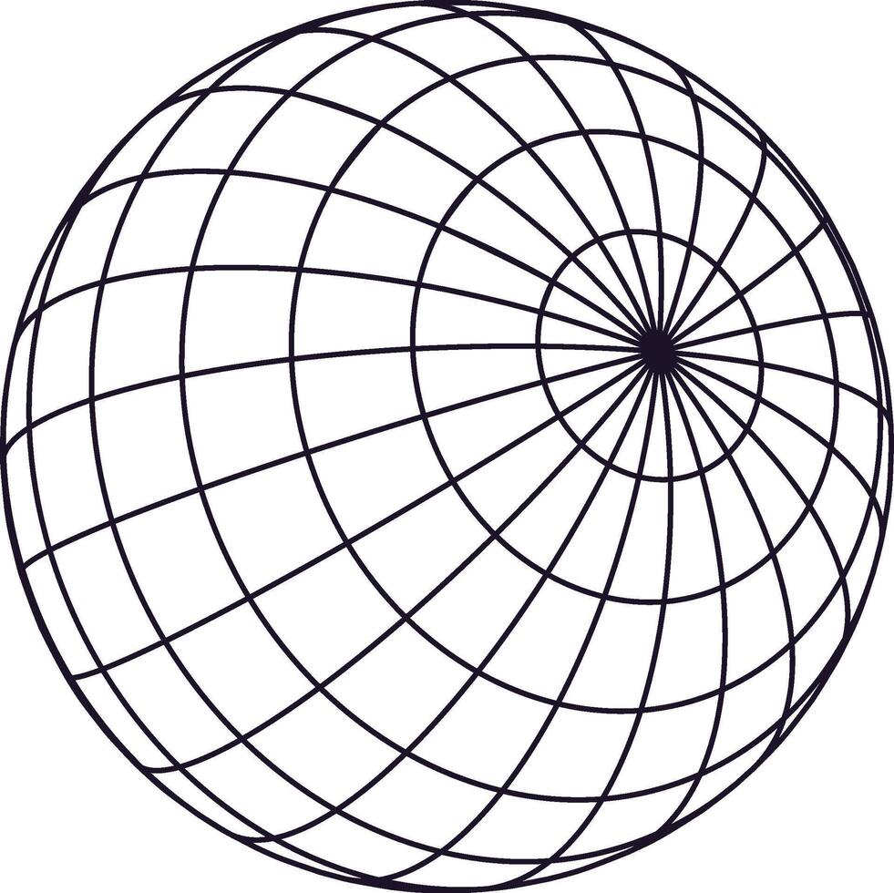 Wireframe globe showing grid lines and meridians vector