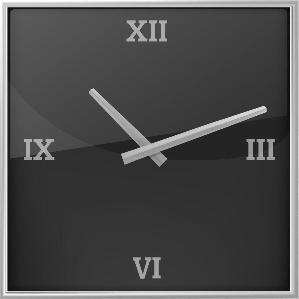 Black minimal clock showing passing time concept vector