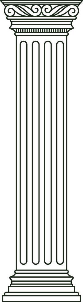 Ionic column drawing representing classical architectural support vector