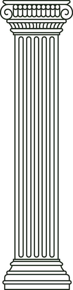 Ionic column outline drawing representing classical architecture vector