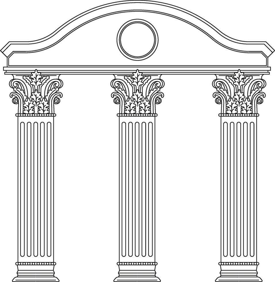 Classical Roman Greek architecture columns illustration drawing vector