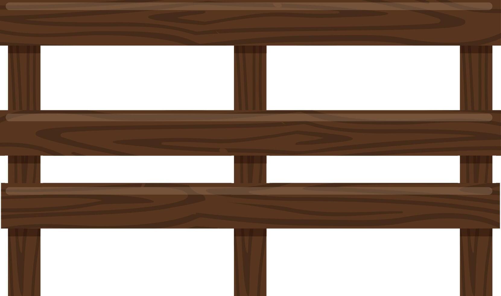 Wooden fence posts and rails creating rustic barrier vector