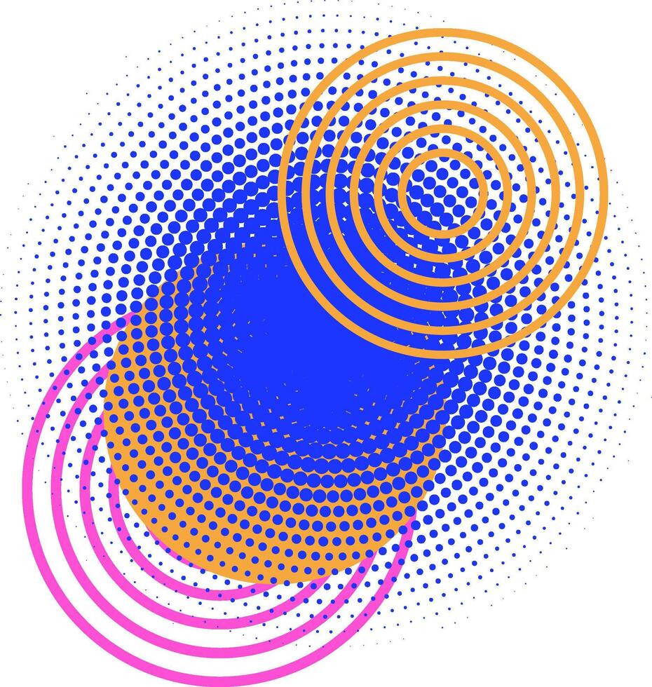 Abstract halftone pattern with colorful concentric circles vector