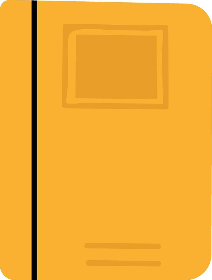 Yellow notebook with a clear cover label area and binding vector