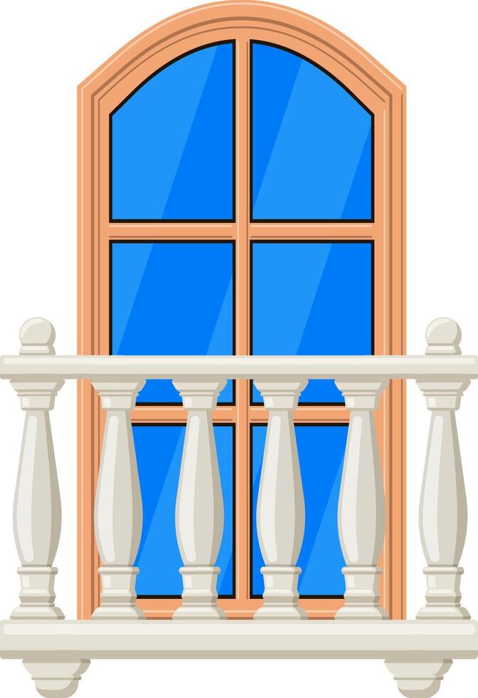 Balcony standing in front of an arched window vector